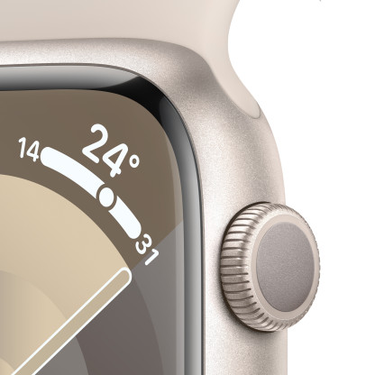 Apple Watch Series 9 GPS 45mm Starlight Aluminium Case with Starlight Sport Band - Small/Medium