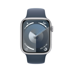Apple Watch Series 9 GPS 41mm Silver Aluminium Case with Storm Blue Sport Band - Medium/Large