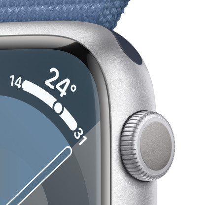 Apple Watch Series 9 GPS 45mm Silver Aluminium Case with Winter Blue Sport Loop