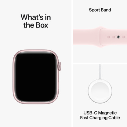Apple Watch Series 9 GPS 45mm Pink Aluminium Case with Light Pink Sport Band - Medium/Large