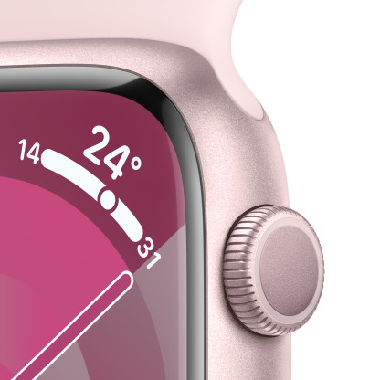 Apple Watch Series 9 GPS 41mm Pink Aluminium Case with Light Pink Sport Band - Medium/Large