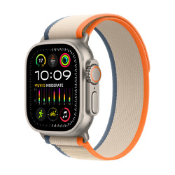 Apple Watch Ultra 2 GPS + Cellular, 49mm Titanium Case with Orange/Beige Trail Loop - Medium/Large