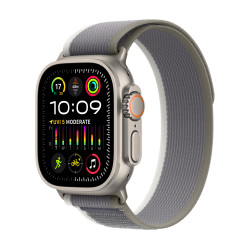 Apple Watch Ultra 2 GPS + Cellular, 49mm Titanium Case with Green/Grey Trail Loop - Small/Medium