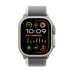 Apple Watch Ultra 2 GPS + Cellular, 49mm Titanium Case with Green/Grey Trail Loop - Medium/Large