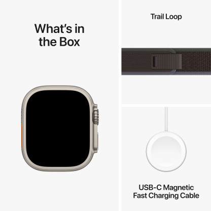 Apple Watch Ultra 2 GPS + Cellular, 49mm Titanium Case with Blue/Black Trail Loop - Small/Medium