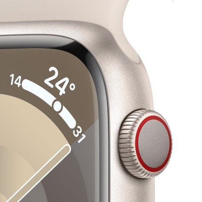 Apple Watch Series 9 GPS + Cellular 41mm Starlight Aluminium Case with Starlight Sport Band - Medium/Large