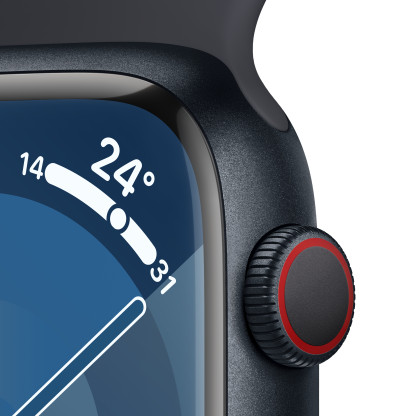 Apple Watch Series 9 GPS + Cellular 45mm Midnight Aluminium Case with Midnight Sport Band - Small/Medium