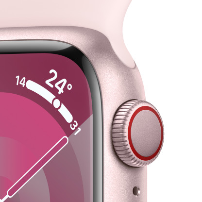 Apple Watch Series 9 GPS + Cellular 45mm Pink Aluminium Case with Light Pink Sport Band - Medium/Large