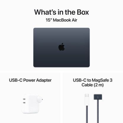15-inch MacBook Air: Apple M3 chip with 8-core CPU and 10-core GPU, 8GB, 512GB SSD - Midnight