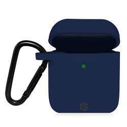 GRIPP Silicone Air-Pods Carrying Case Cover with Anti-Lost Earphone Strap & Keychain Hook (Indigo)