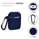 GRIPP Silicone Air-Pods Carrying Case Cover with Anti-Lost Earphone Strap & Keychain Hook (Indigo)
