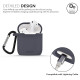 GRIPP Silicone Air-Pods Carrying Case Cover with Anti-Lost Earphone Strap & Keychain HookCase (Charcoal)