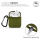 GRIPP® Silicone Air-Pods Carrying Case Cover with Anti-Lost Earphone Strap & Keychain Hook Case (Olive)