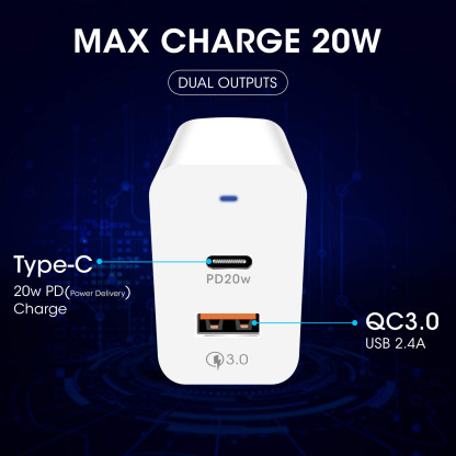 Powerup Max 20W Type-C WallCharger - White