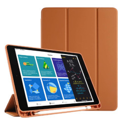 VAKU-iPad 10.2-inch case Pencil Stand Tri-Fold Brown