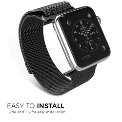 Stainless Steel Band Compatible with Apple Watch series 3 38mm/40m (Black)