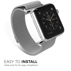 Stainless Steel Band Compatible with Apple Watch series 3 38mm/40mm (Silver)