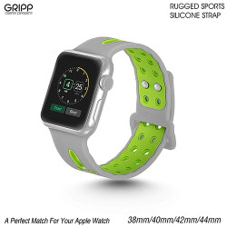 Silicone Replacement Sports Band Strap for Smart iWatch 42mm/44mm Series 3/2/1 Sports Edition (Grey Green)