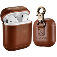 AirPods Genuine Leather Snap Case (Brown)