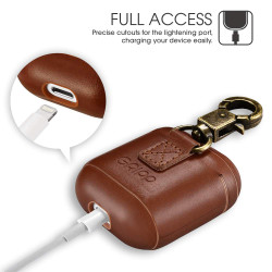 AirPods Genuine Leather Snap Case (Brown)