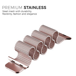 Stainless Steel Band for Apple Watch 42mm/ 44mm, iWatch Bands Milanese Mesh Loop with Magnetic Clasp for Series 3/2/ 1 (Rose Gold)