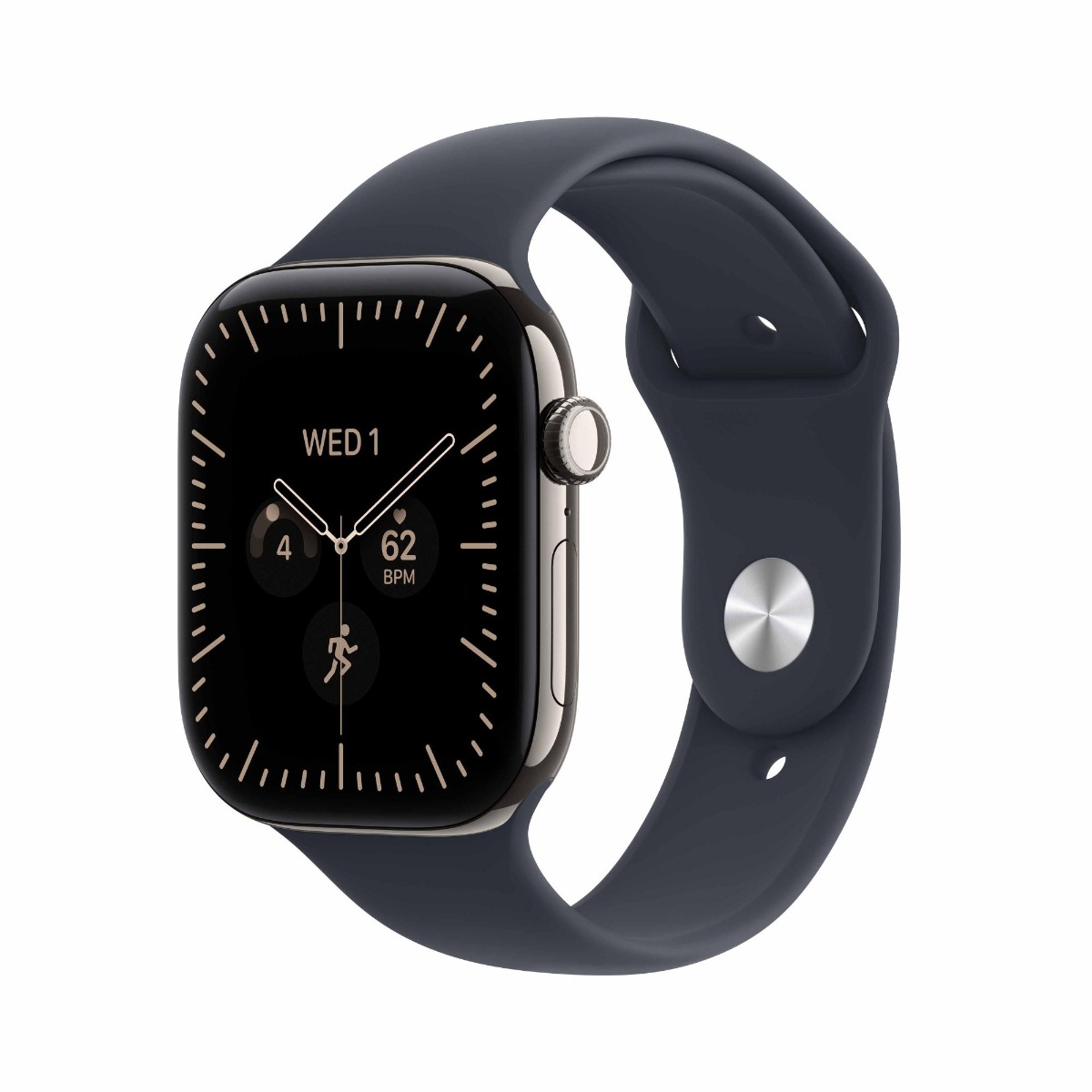 Apple Watch Series 12 GPS + Cellular 46mm Natural Titanium Case with Navy Blue Sport Band Product Image 1