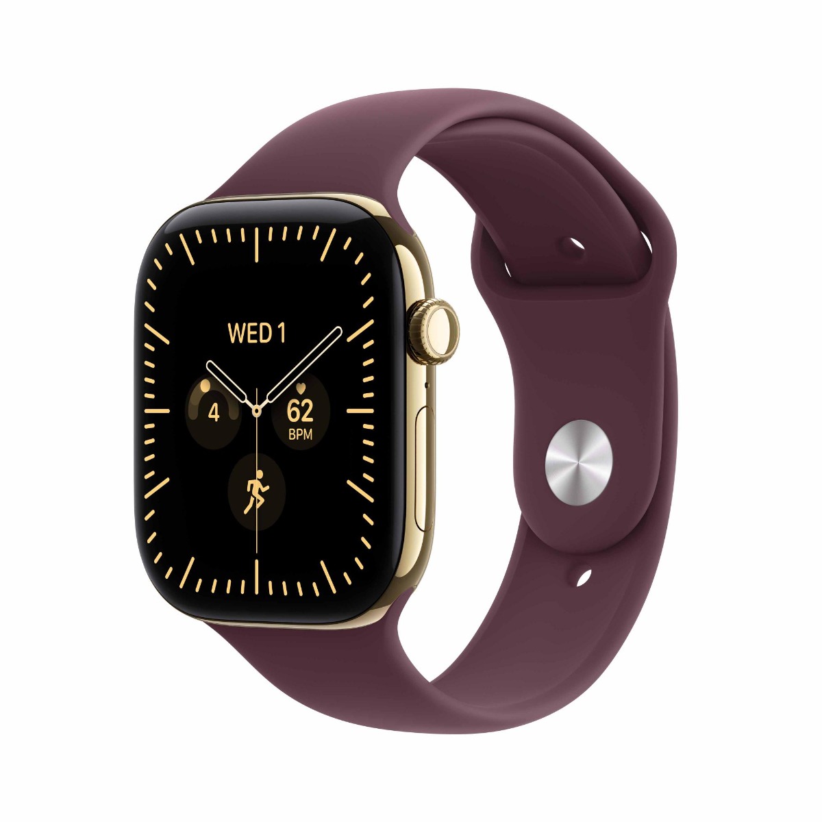 Apple Watch Series 12 GPS + Cellular 42mm Radiant Gold Titanium Case with Burgundy Sport Band Product Image 2