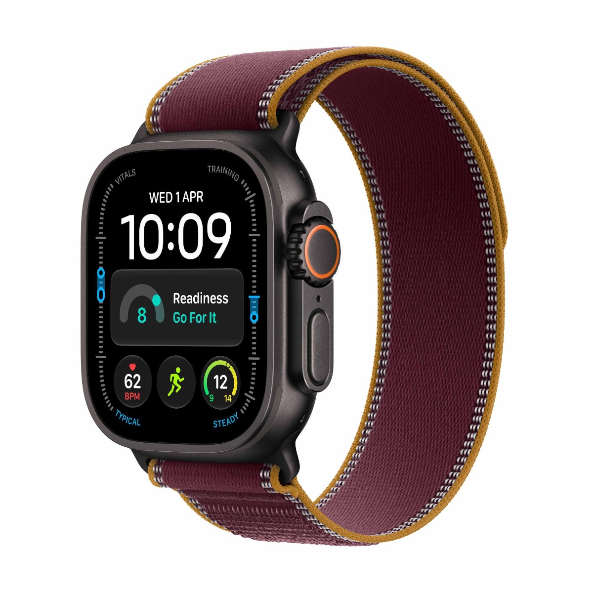 Apple Watch Ultra 4 GPS + Cellular 49mm Black Titanium Case with Burgundy Trail Loop Product Image 4