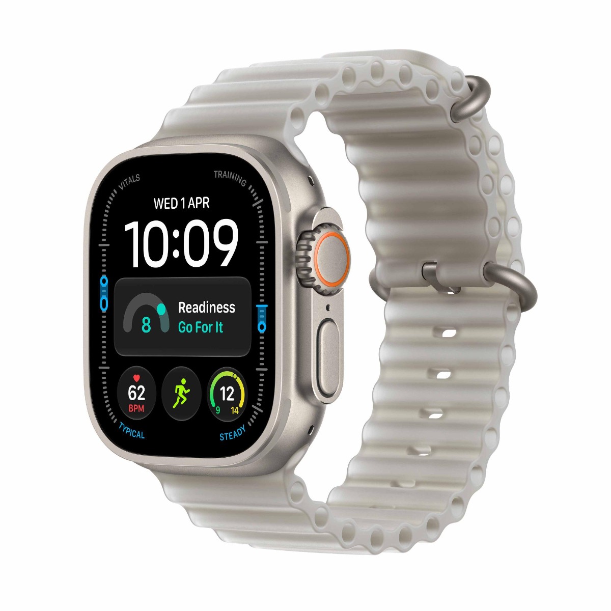 Apple Watch Ultra 4 GPS + Cellular 49mm Natural Titanium Case with Translucent Grey Ocean Band Product Image 1